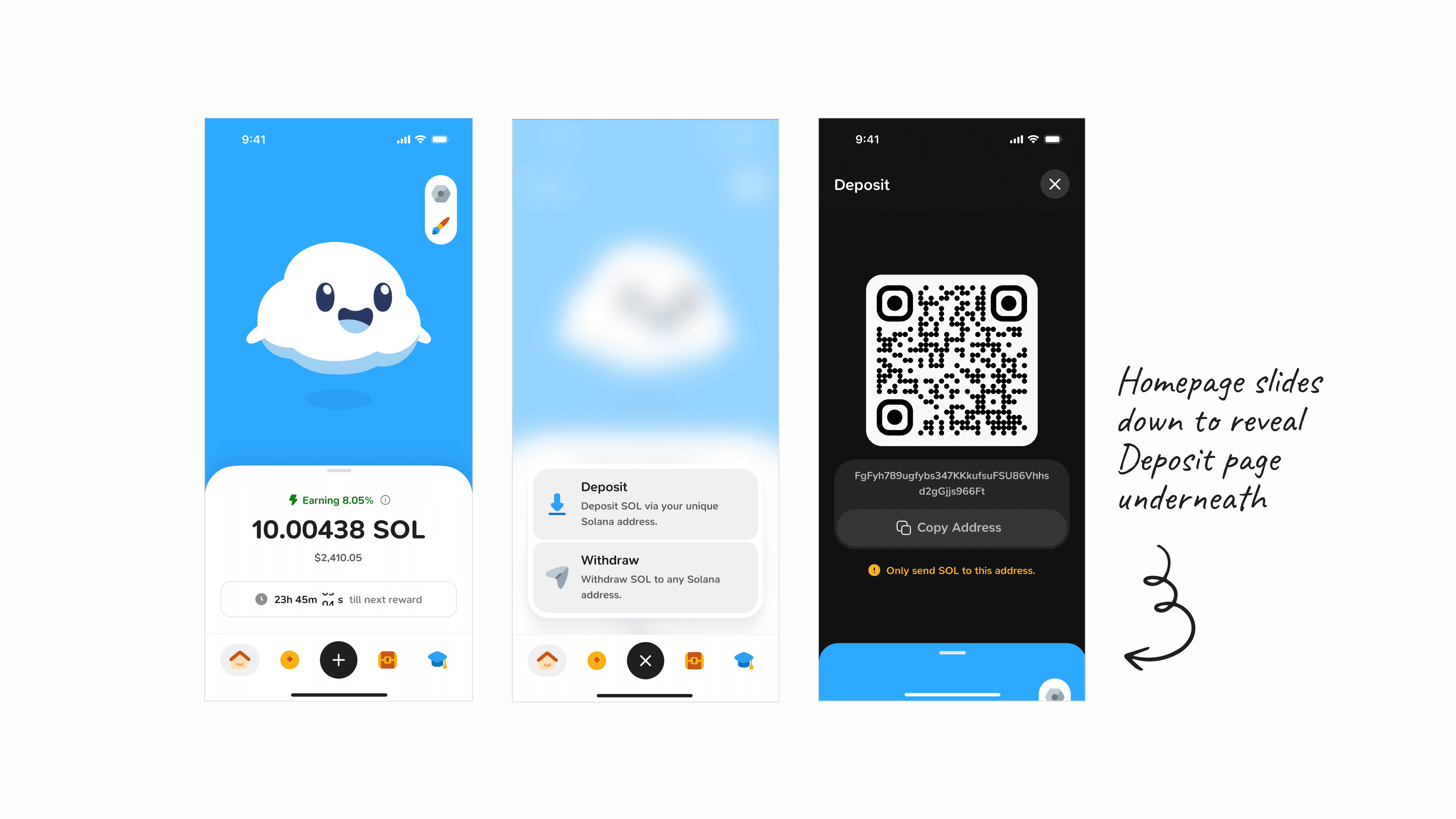 Deposit page of the Sanctum app