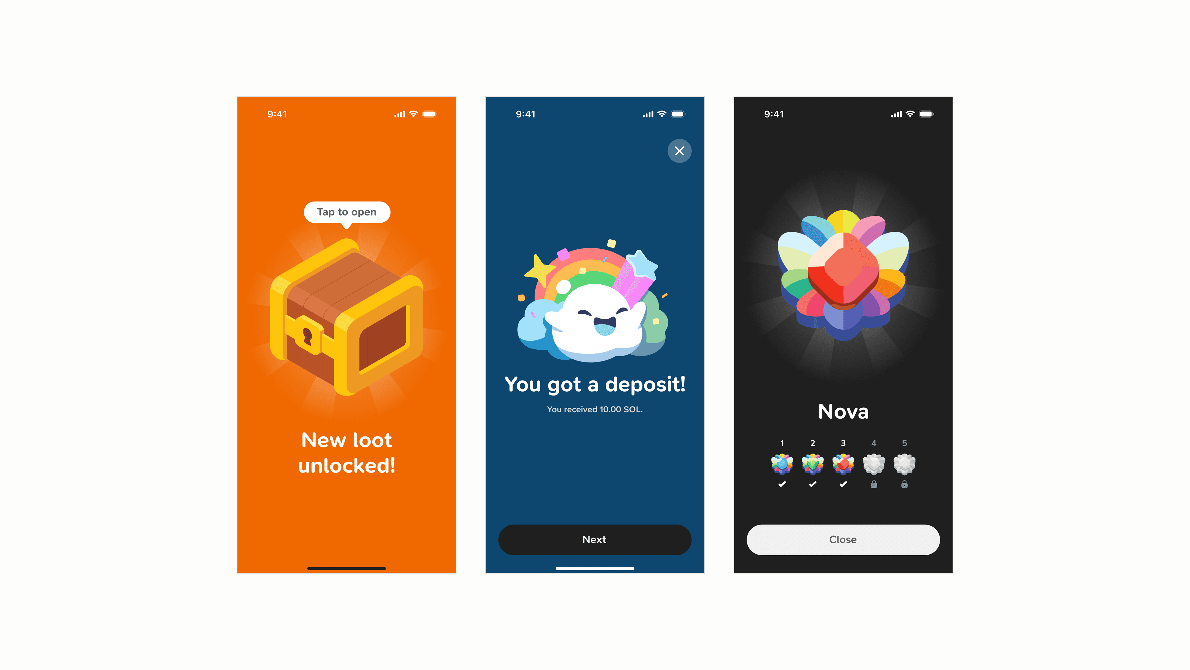 Full screen notifications of the Sanctum app