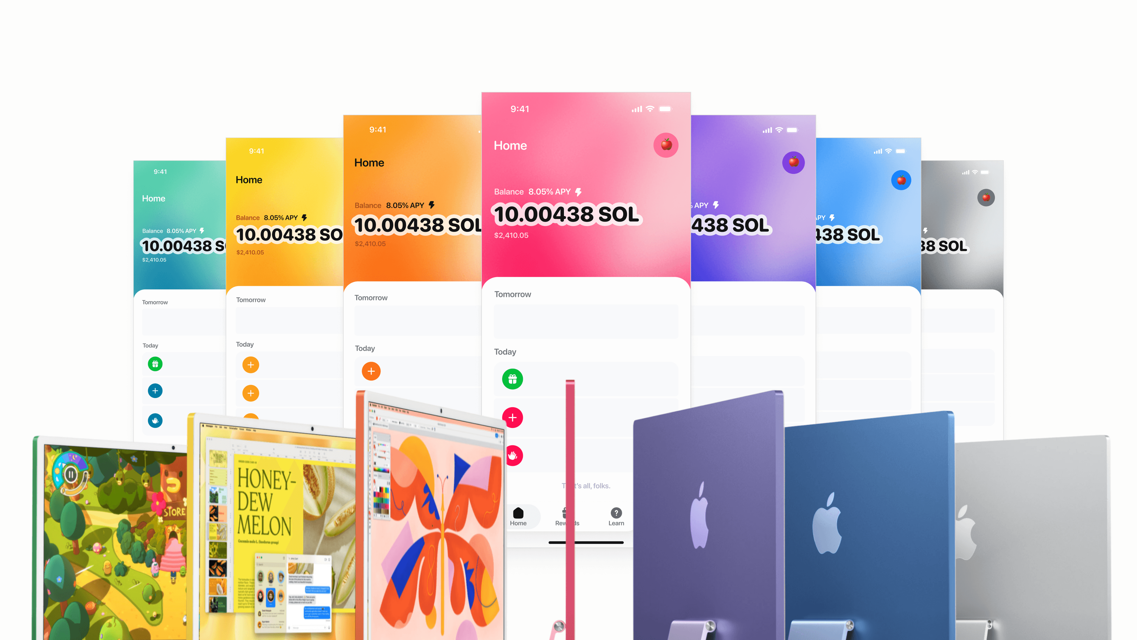 iMac colours theme of the Sanctum app