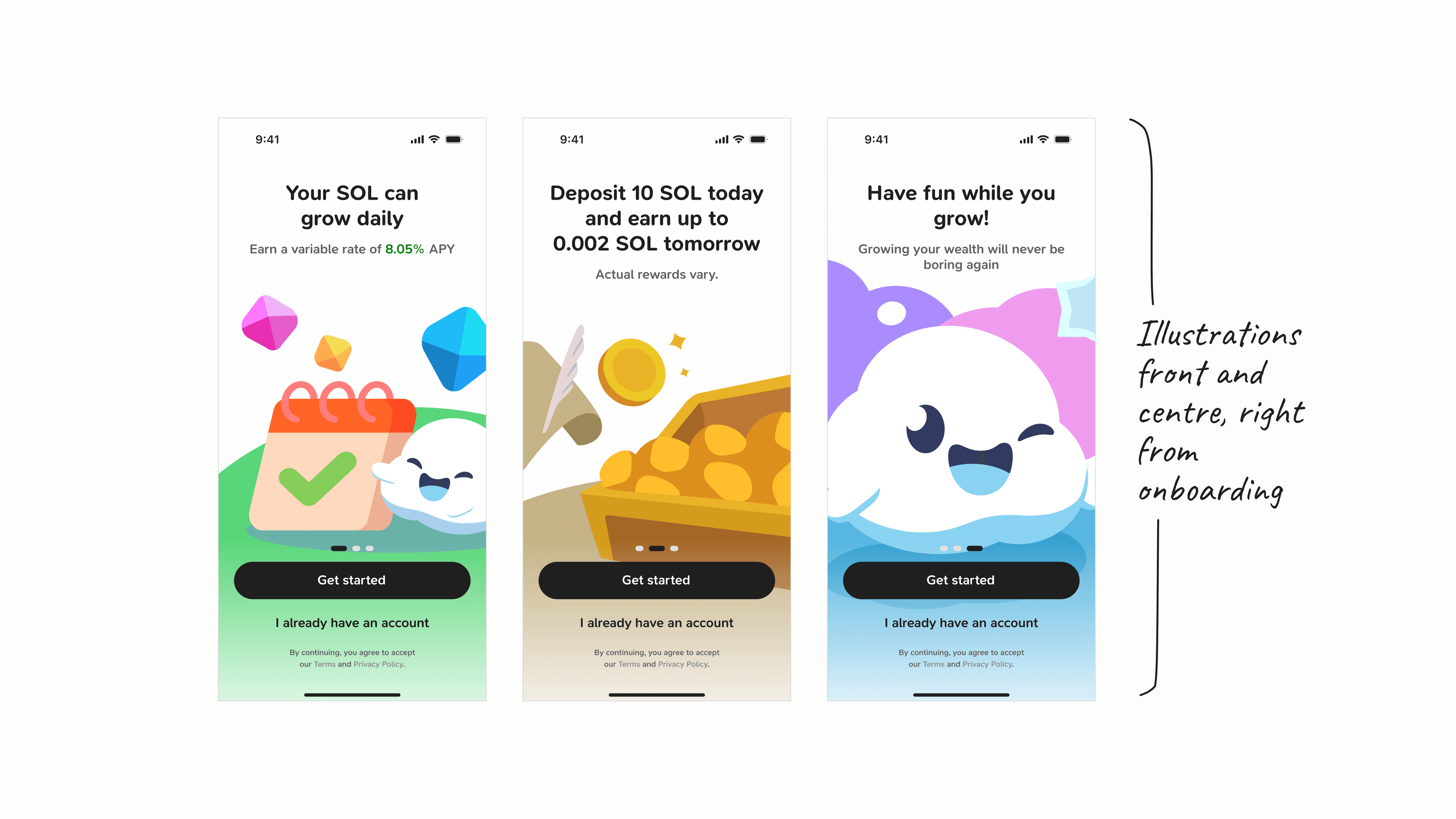 Onboarding screens of the Sanctum app